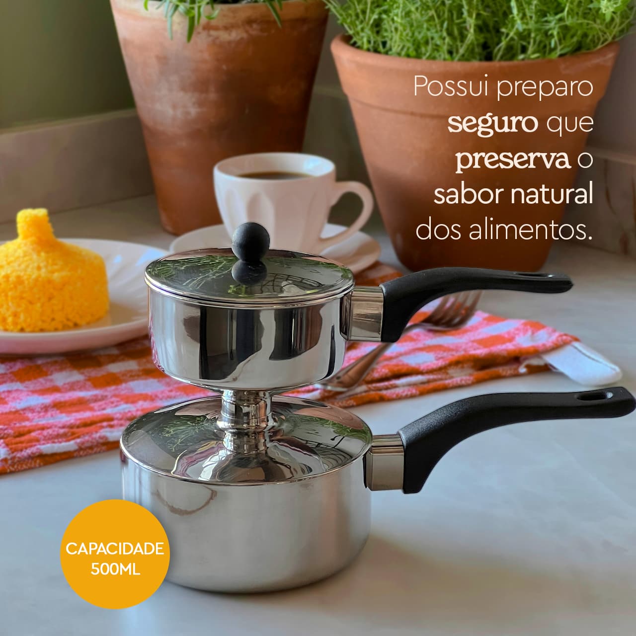 Cuscuzeira Individual Brinox Suprema 500ml 16 cm Aço Inox - Imagem 4